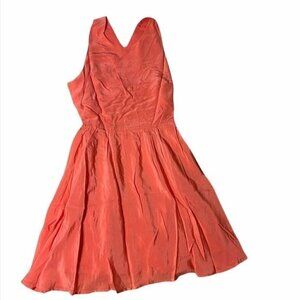 Line & Dot Silk Cross Back Dress in Bittersweet